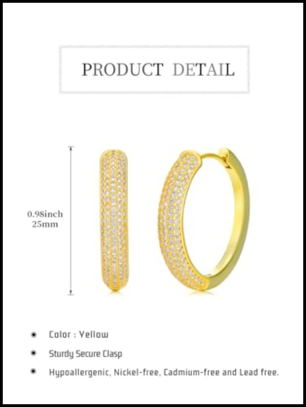 14k Gold Plated Huggie Hoop Earrings CZ Hypoallergenic Gift for Women
